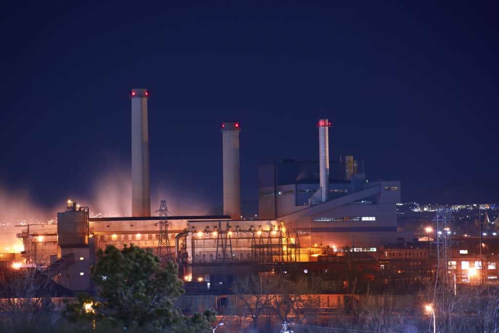 industrial zone at night