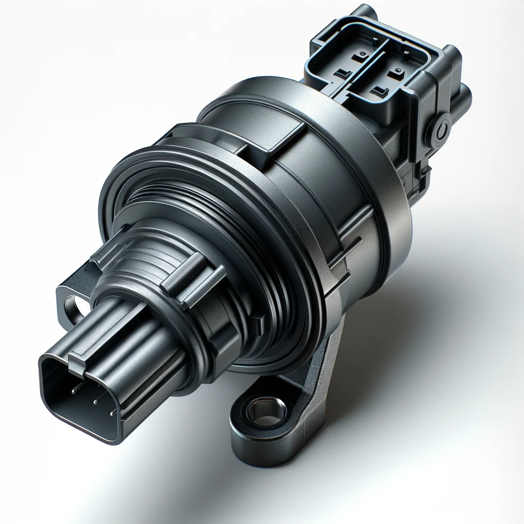 DALL·E 2023 12 13 10.35.01 A realistic image of a crankshaft position sensor which is a common automotive component used to monitor the position or rotational speed of the cran