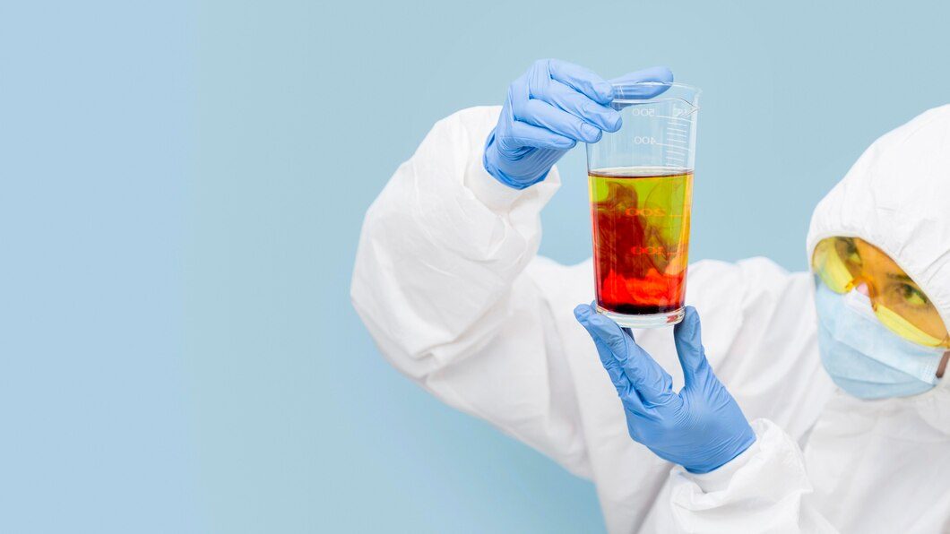 cientista misturando diferentes substancias com espaco de copia 23 2148697264