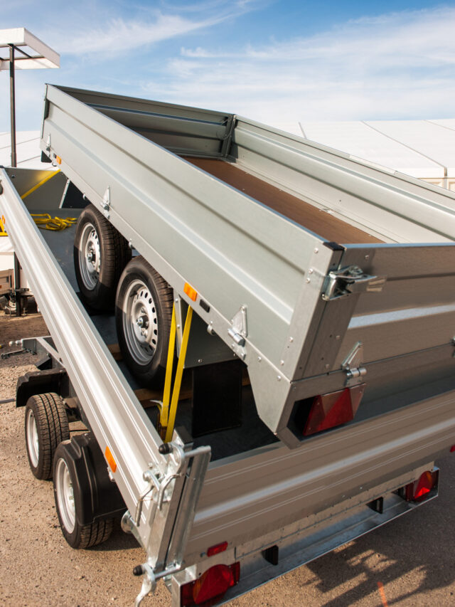 Two new metallic trailers transportation ready to ship and carg