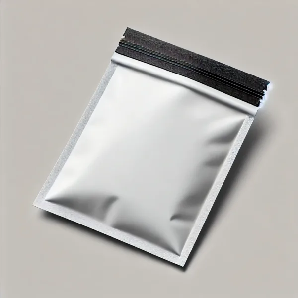 DALL·E 2024 07 01 10.49.58 A simple depiction of a security bag for mail similar to the provided image. The bag is rectangular made of white opaque plastic material with a blac