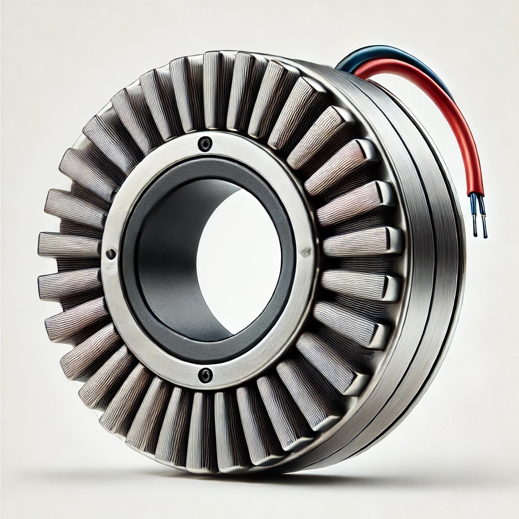 DALL·E 2024 07 03 10.54.56 A realistic image of an electromagnet similar to the provided example. The electromagnet has a circular shape with a metallic body and a black center