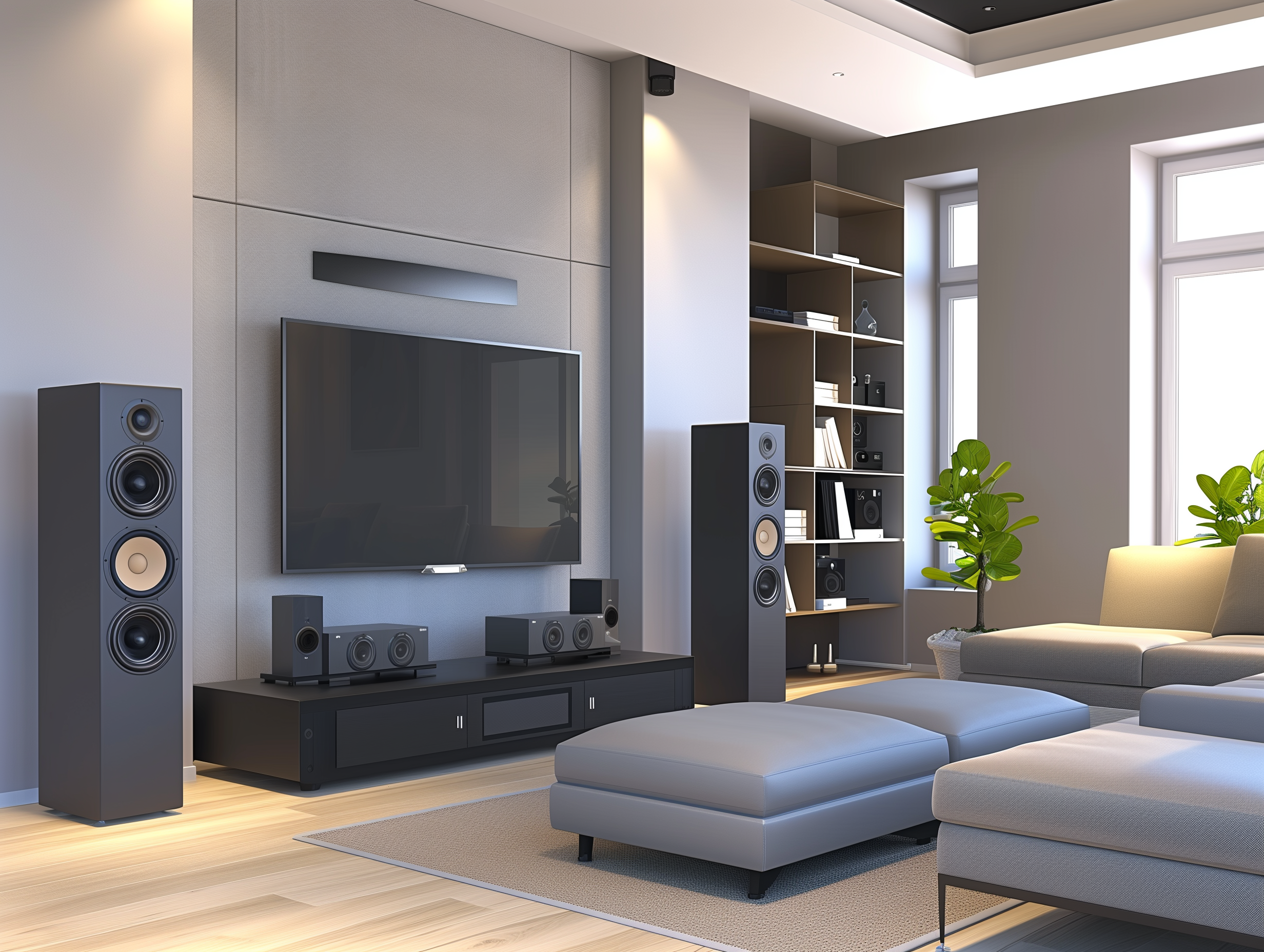 will 100 Create an image of a modern home audio system set up i 96d6da12 153d 4731 8157 de6f9bf12260