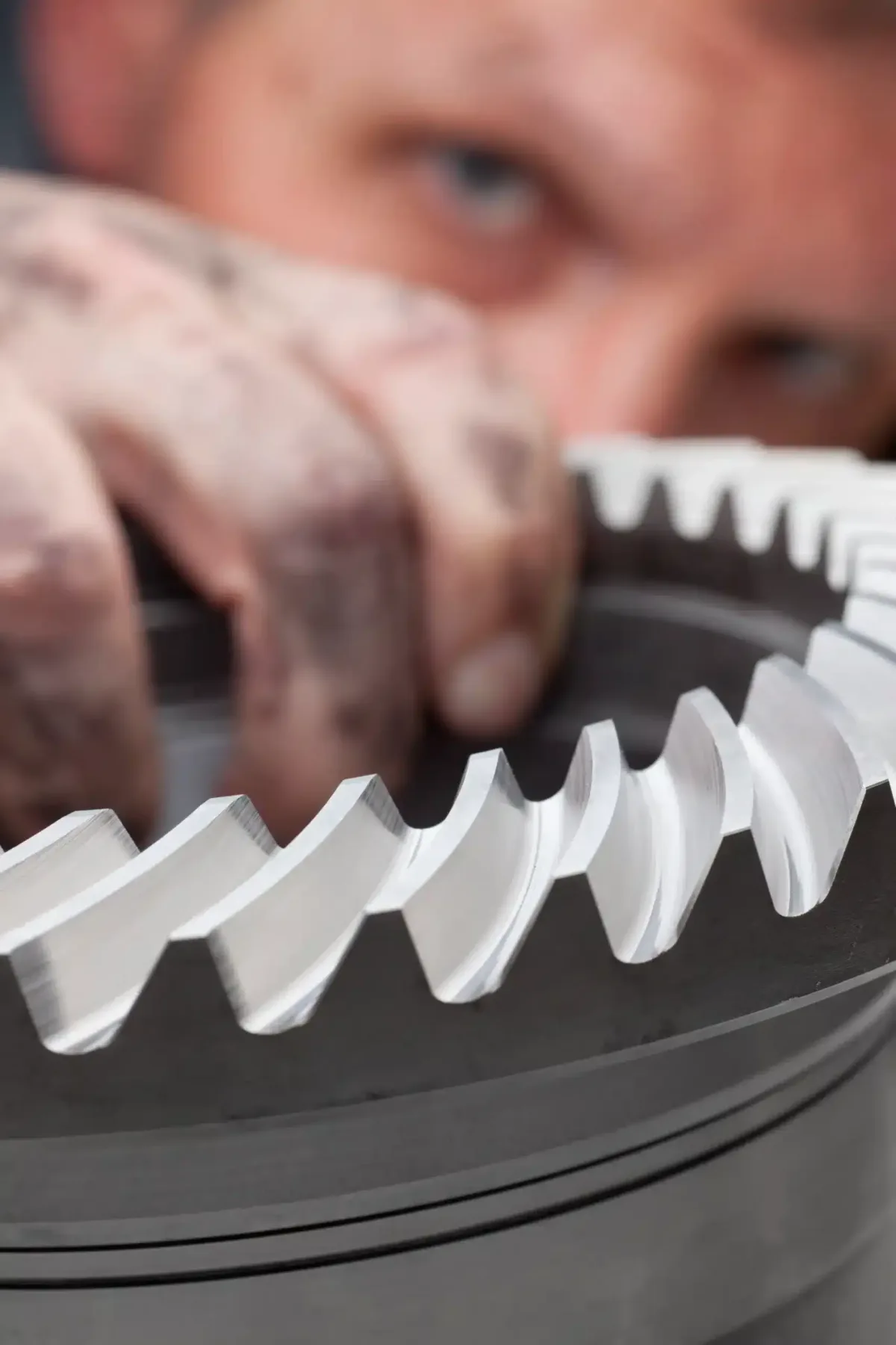 Imagem de um mecânico inspecionando uma polia dentada para determinar se está ruim. Aprenda como identificar problemas nesse componente.