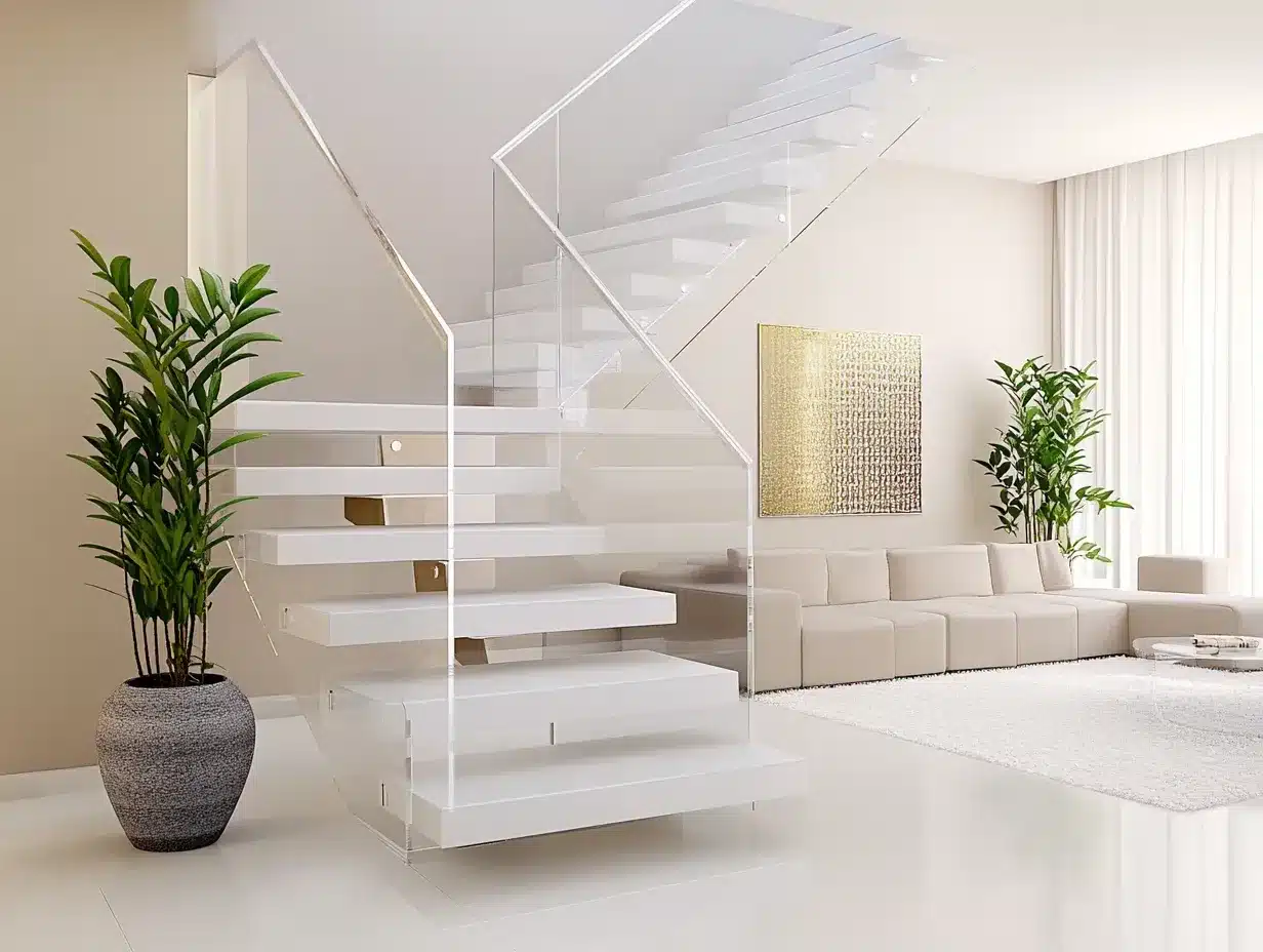 Escada em leque em casa elegante