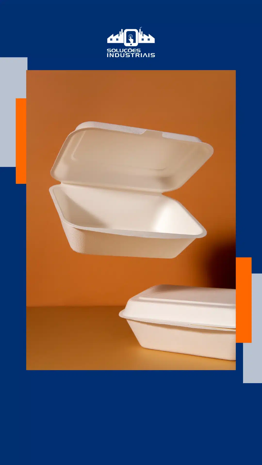 Bandeja de isopor com tampa aberta e fechada, ideal para transporte e armazenamento de alimentos, oferecendo praticidade e segurança.