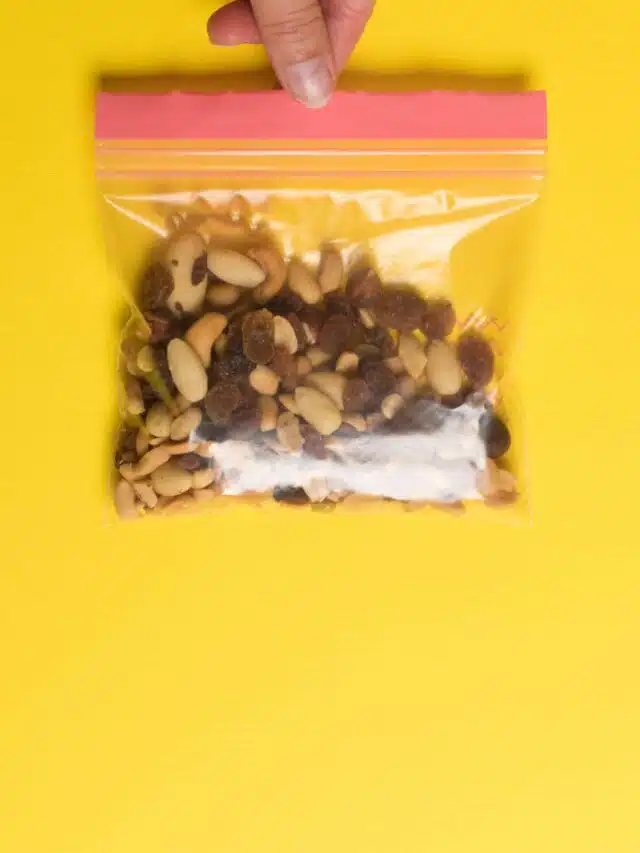 Plastic zip package for food storage. Healthy snack nuts in a cl