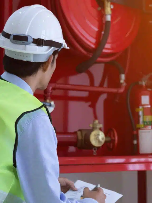 Engineer inspection Fire extinguisher and fire hose.