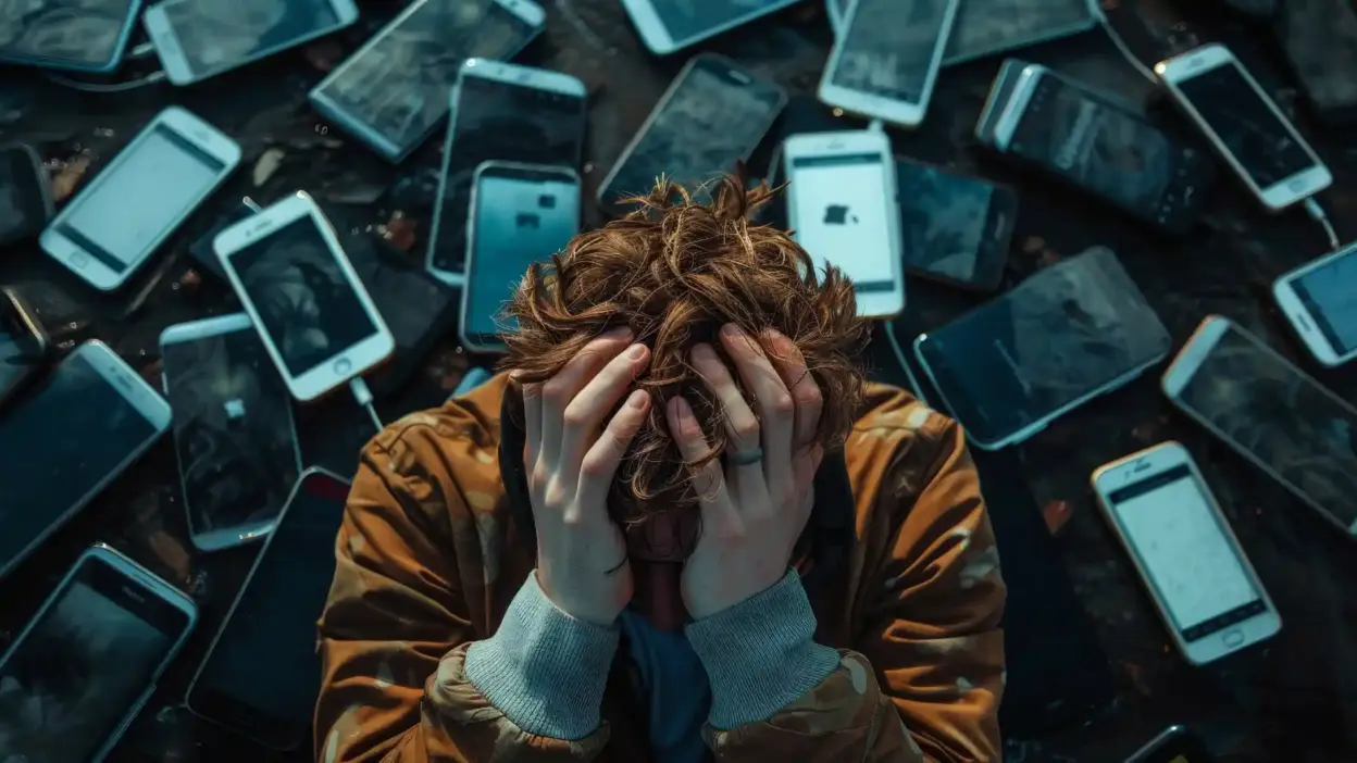 pessoa frustrada uso intenso de smartphones