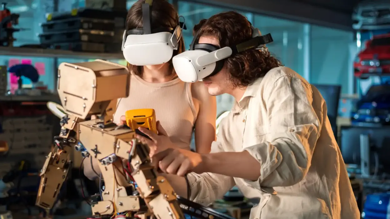 estudantes robotica tecnologia laboratorio