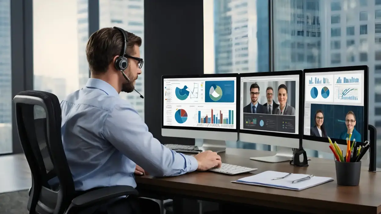 profissional negocios videoconferencia graficos