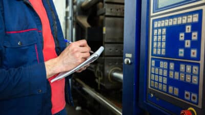 engineer writes information from device