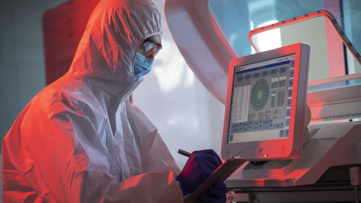 doctor performing medical research lab