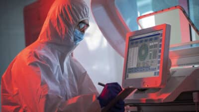 doctor performing medical research lab